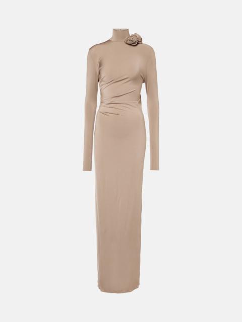 Floral-appliqué gown