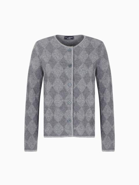 ICON WOOL-BLEND CARDIGAN WITH PLATED DIAMOND MOTIF