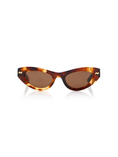 Bold Ribbon Stud Acetate Sunglasses brown