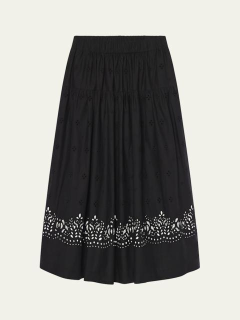 Jay Eyelet Midi Skirt