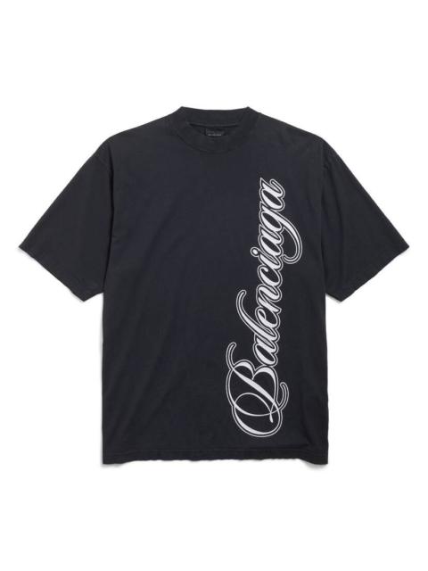 Men's Cursive T-shirt Medium Fit in Black/white