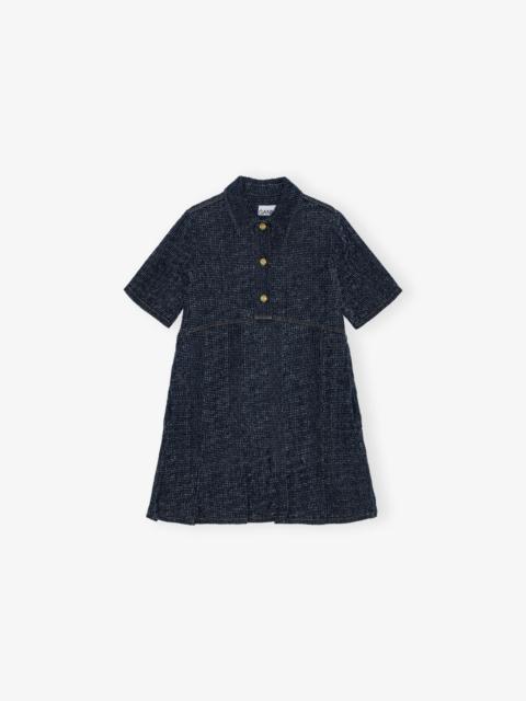 DARK BLUE FLUFFY DENIM MINI DRESS