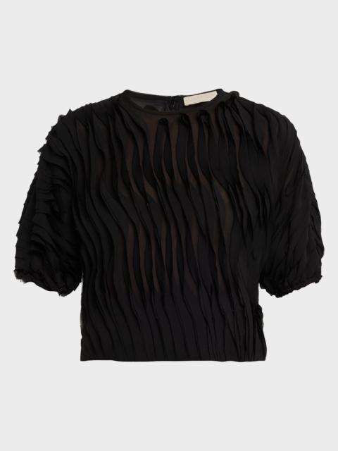Vayda Semi-Sheer Ruffle Top