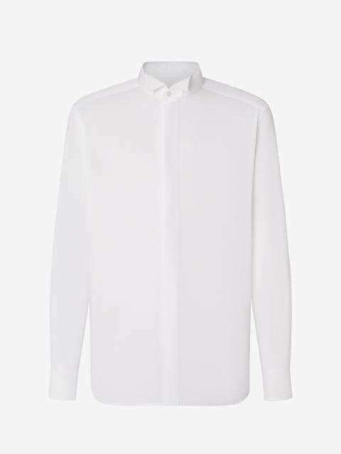 White cotton shirt with micro stripes