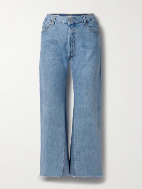 + Levi's Cropped Frayed High-rise Wide-leg Jeans
