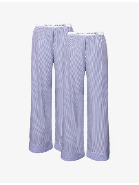 Stripe Pack of Two Cotton Pyjama Trousers
