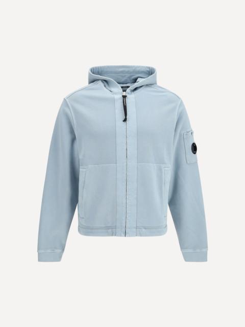 Cotton diagonal fleece zip hooded Sweatshirt