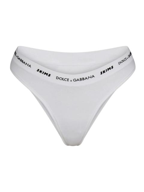 SKIMS x Dolce&Gabbana Cotton Jersey Cheeky Tanga Snow