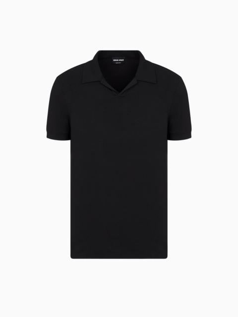 Stretch viscose jersey short-sleeved polo shirt