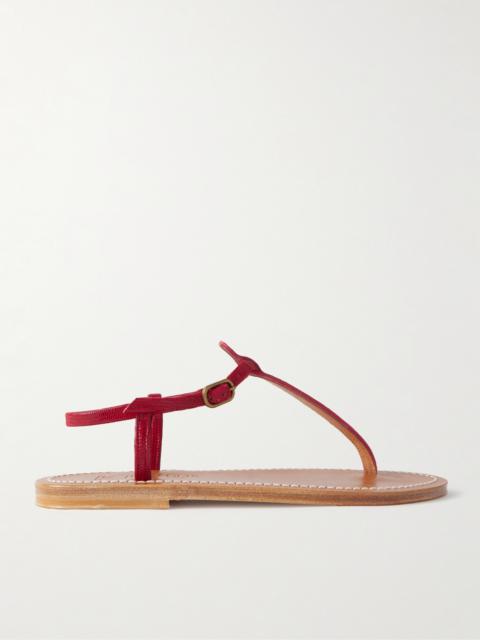 Picon Lizard-effect Leather Sandals