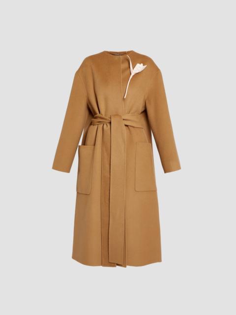 FLORAL APPLIQUÉ DOUBLE FACED WOOL COAT