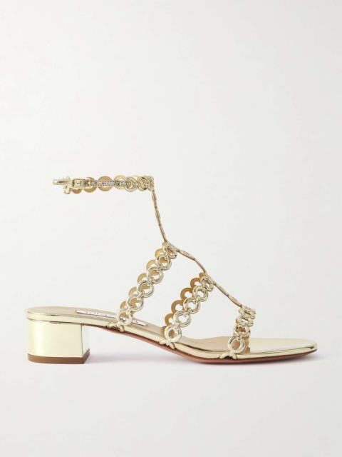 35 Infinity mirrored-leather sandals Shiny gold