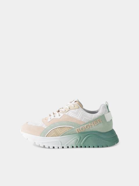 Malaga sneaker in White/Mint/Rosé