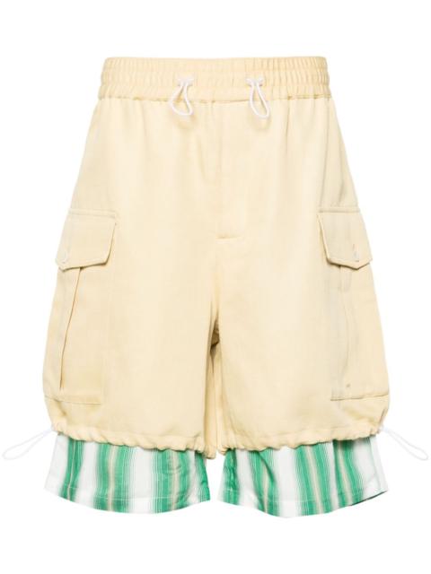 layered twill cargo shorts