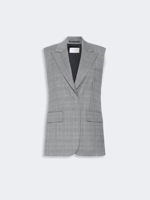 ABETE Sleeveless Glen plaid and pure wool blazer - WHITE BLACK