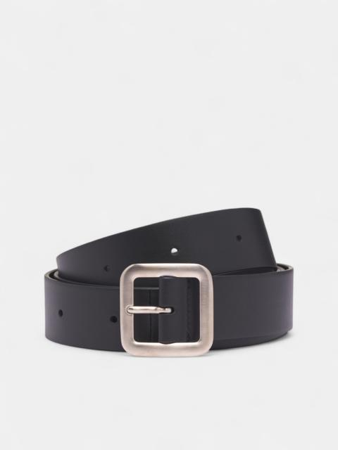 Black Leather Oversized Buckle Belt