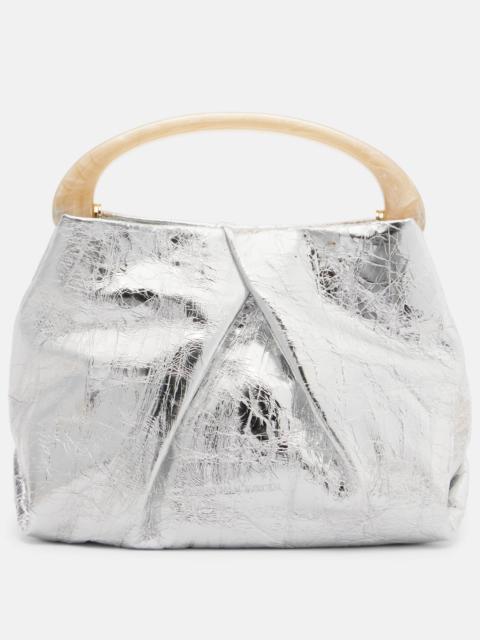 Crisp Mini metallic leather top-handle bag
