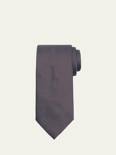 Men's Micro-Geometric Square Jacquard Silk Tie