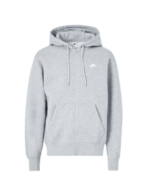 logo-embroidered zip-fastening hoodie