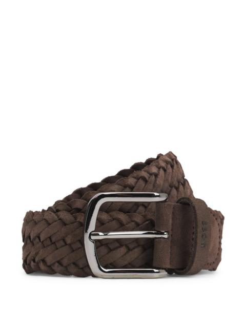WOVEN SUEDE BELT WITH LOGO KEEPER