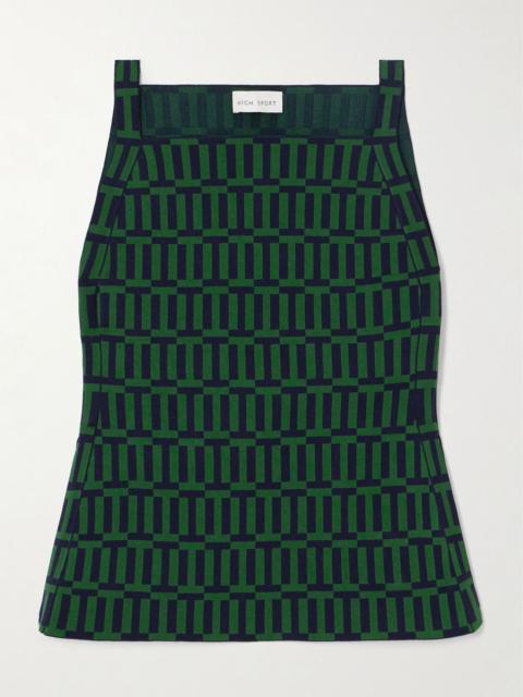 Asher cotton-blend jacquard tank Green