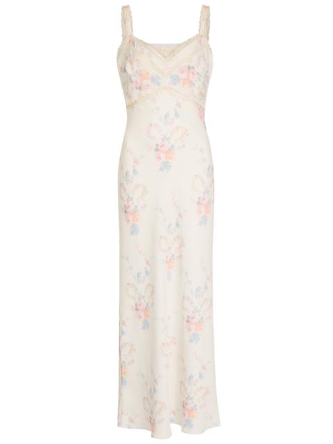 Loveshackfancy Annabeth Floral Satin Midi Slip Dress