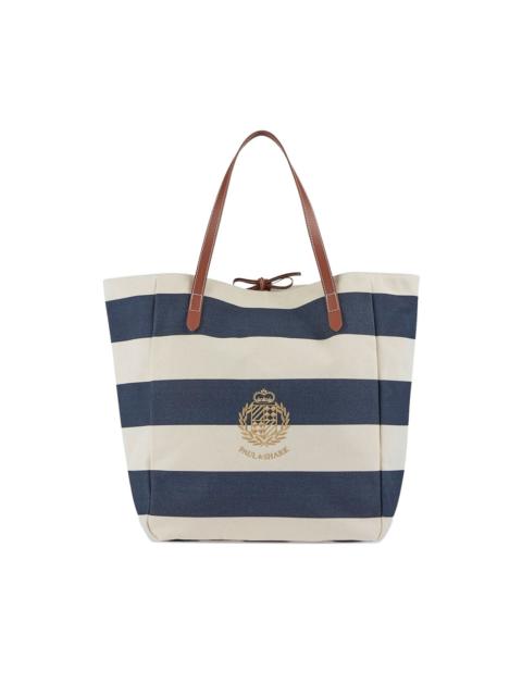 embroidered-logo stripe-pattern bag