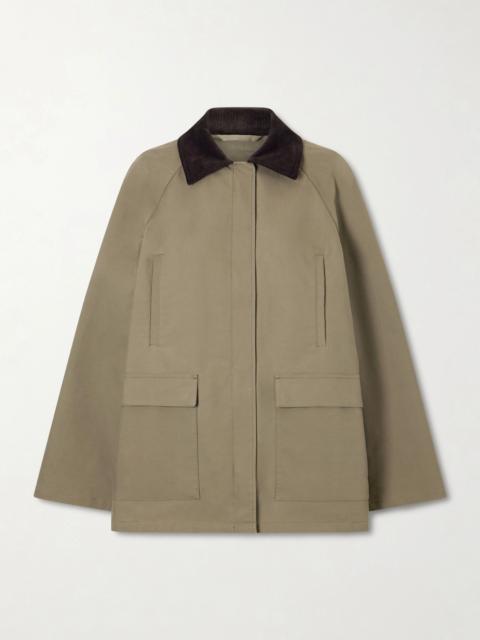 Corduroy-trimmed Cotton-gabardine Coat