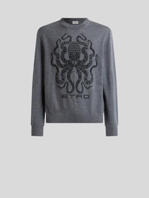 WOOL JUMPER WITH OCTOPUS AND LOGO