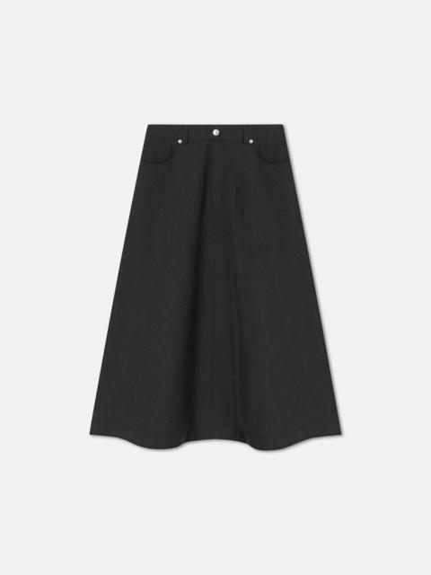 Wool Twill Midi Skirt