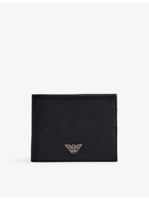 Brand-plaque billfold woven wallet