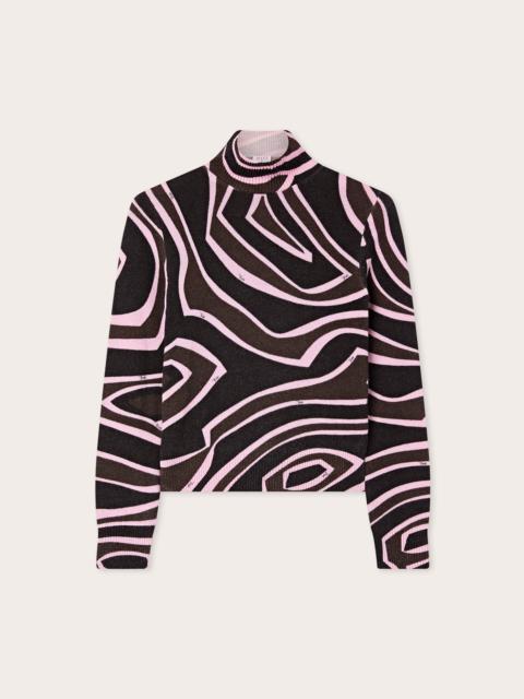 LABIRINTO PRINT HIGH-NECK WOOL SWEATER