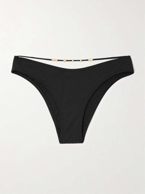 Trésor Lava cutout embellished bikini briefs Black
