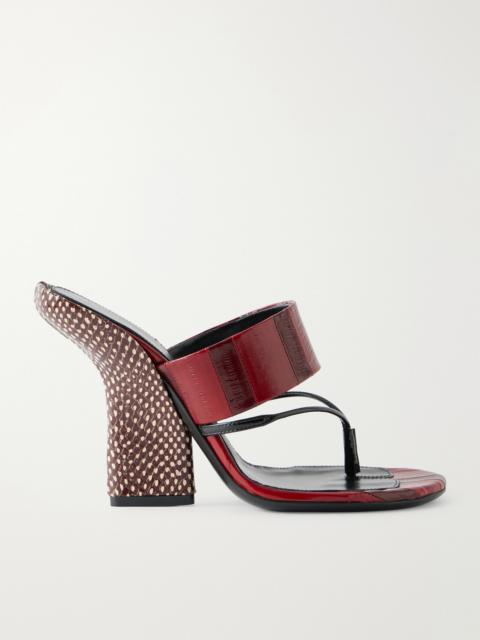 Eel-effect Leather Sandals