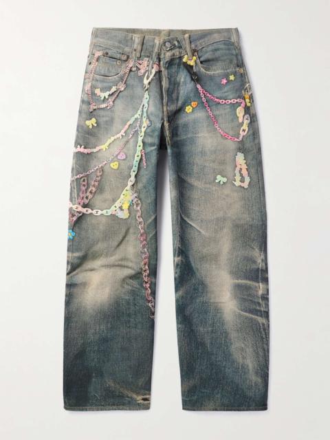 Wide-Leg Printed Jeans