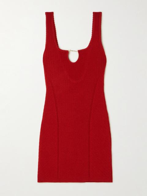 Sierra Open-back Embellished Knitted Mini Dress