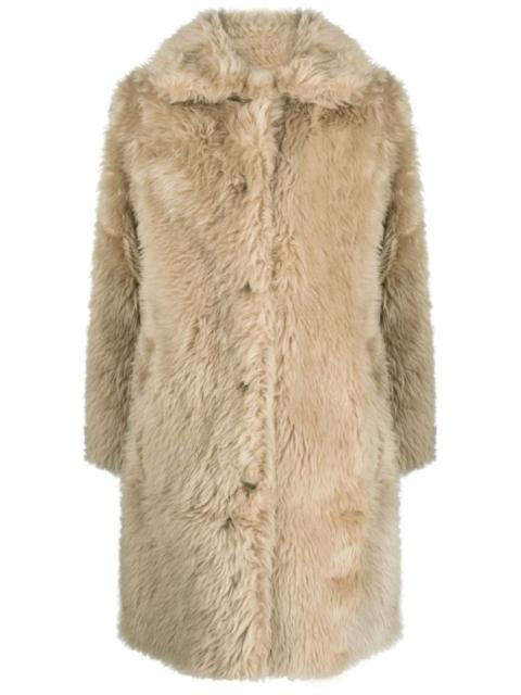 spread-collar faux-fur coat