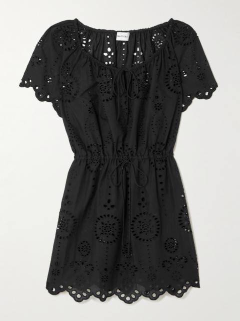 Scalloped Broderie Anglaise Cotton Mini Dress