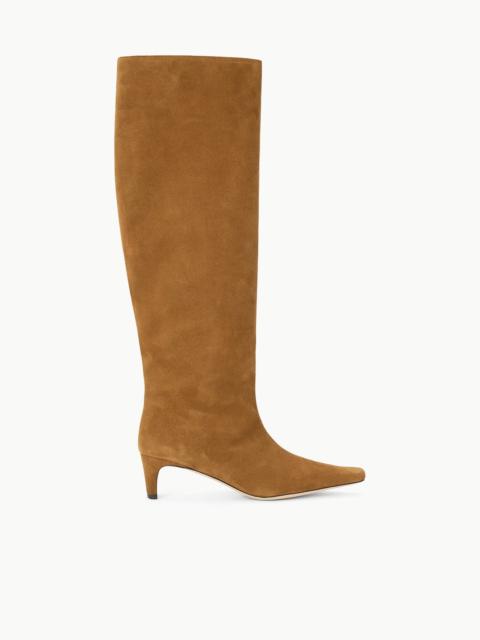 STAUD WIDE SHAFT WALLY BOOT TAN SUEDE
