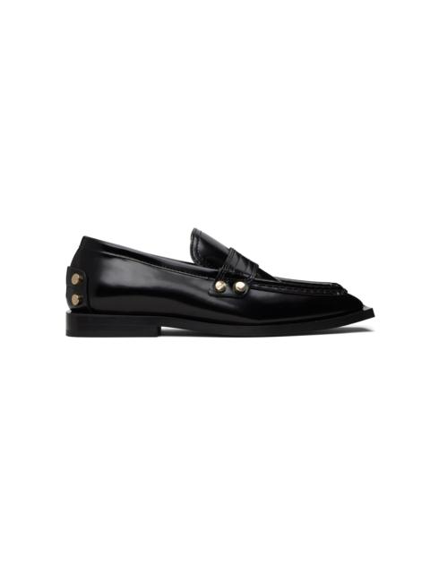 Black Studs Square Toe Loafers