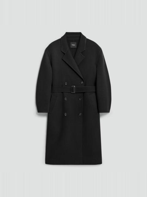 Long Belted Trench Coat in Textured Wool-Cashmere