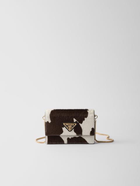 Printed leather card holder with shoulder strap