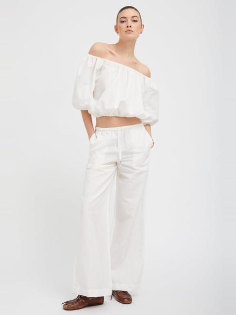 WHITE LINEN DRAWSTRING PANTS