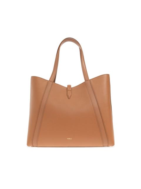 Goccia leather-panelled clasp tote bag