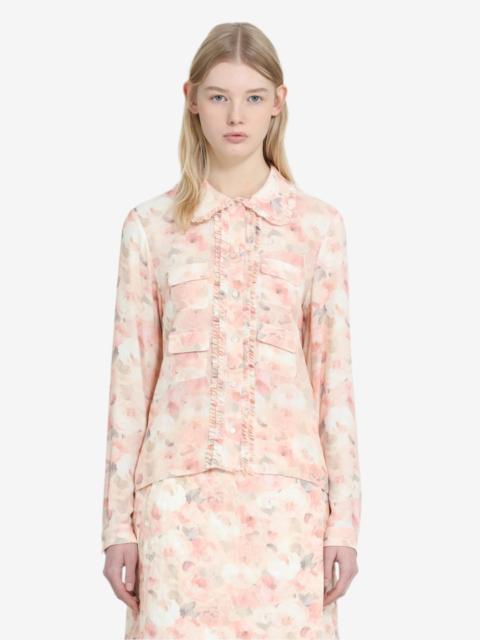 FLORAL PRINT SHIRT WITH MINI RUFFLES AND POCKETS