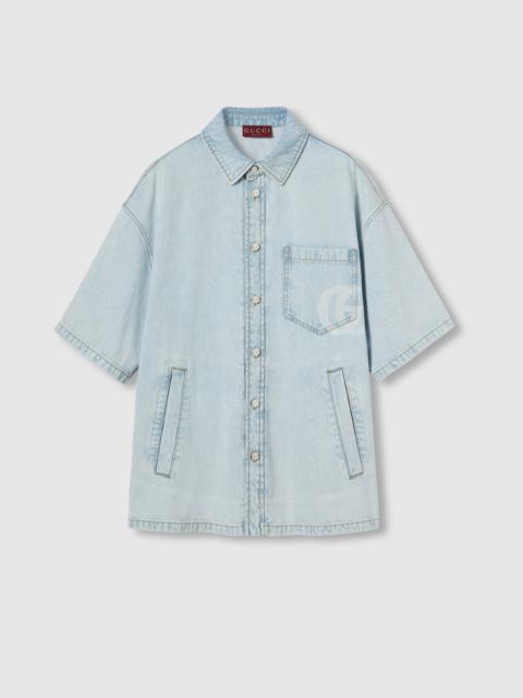 Lasered denim shirt