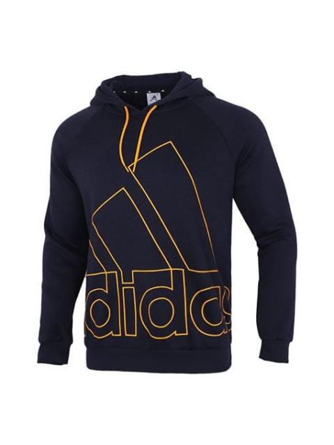 Men's adidas Big Lo Hd Fl Logo Printing Fleece Lined Stay Warm Pullover Blue HB5092