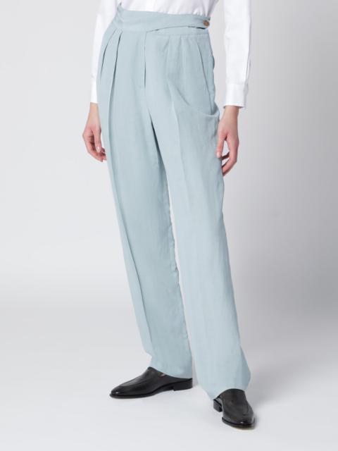 Tomo light blue trousers in silk and linen