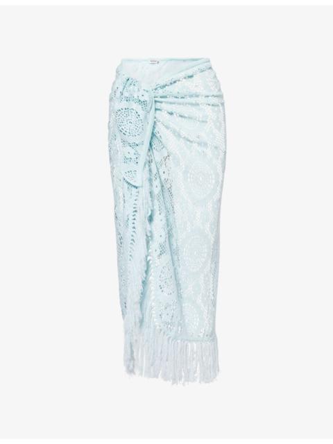 Thyri Fringe-Trim Pareo Crochet Mini Skirt