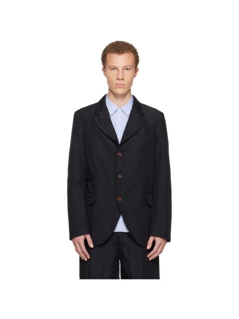 Black Polyester Twill Garment Dyed Blazer